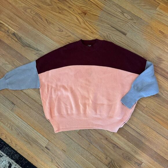 Free People Sweater Easy Street Colorblock Oversized Mock Neck Women Sz XS - Picture 12 of 12